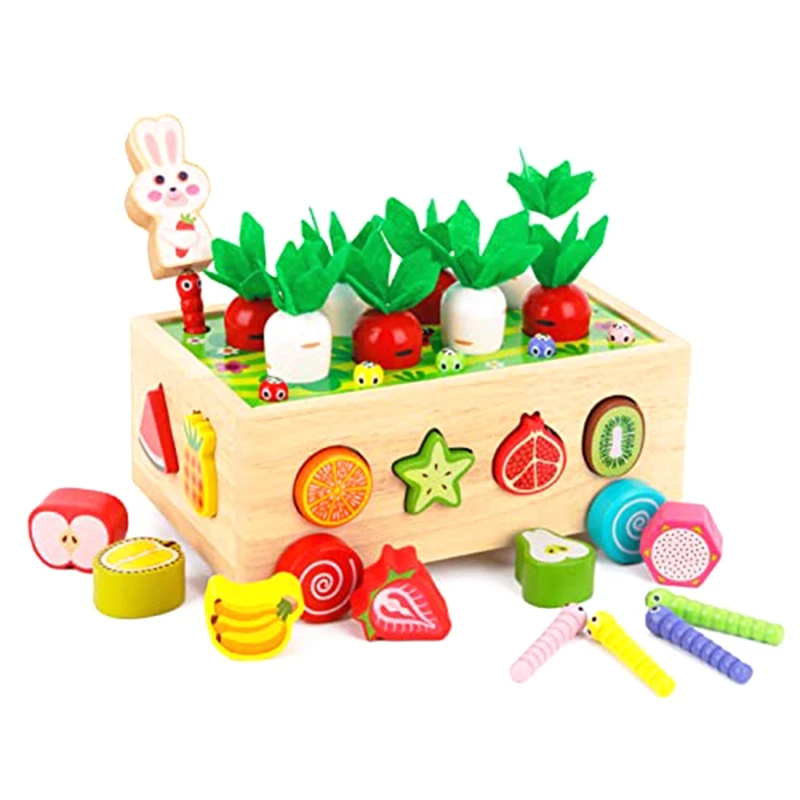 

Multifunctional Toy From 1 2 3 Years Sorting Game Wooden Puzzle Carrot Harvest Durable