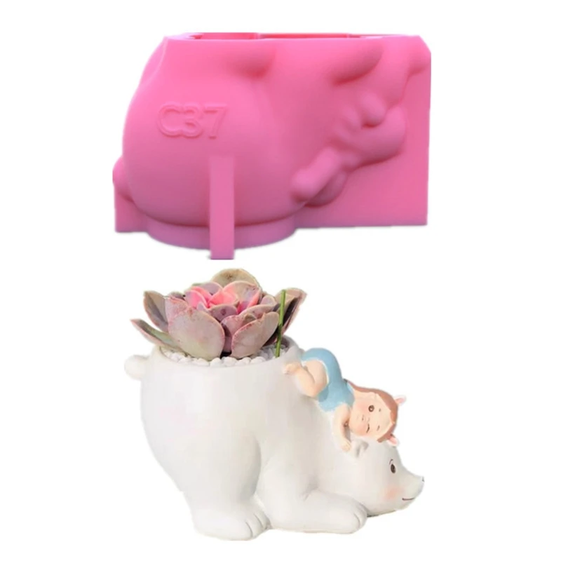 

Силиконовые формы 3D милый медведь цветочный горшок формы DIY ручной работы ремесла эпоксидная смола Ваза сделать форму для домашнего декора ...
