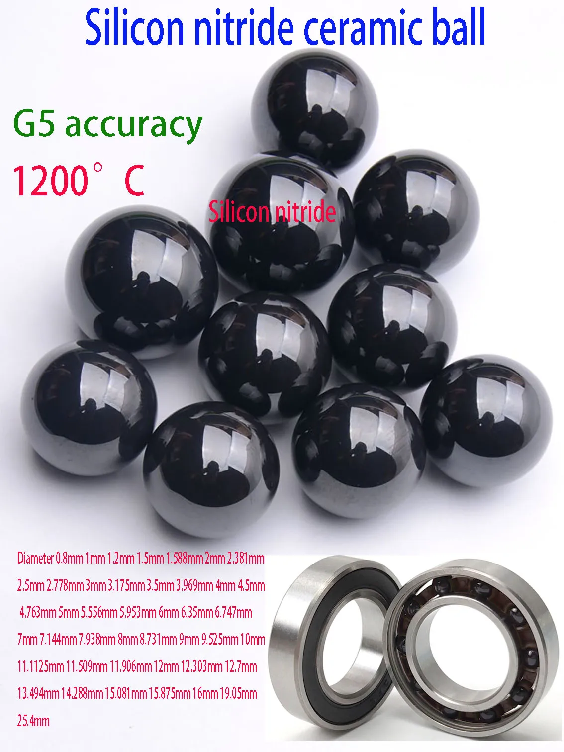 

Керамический шар G5 из нитрида кремния диаметром 0,8 мм 1 мм 1,2 мм 1,5 мм 1,588 мм 2 мм 2,381 мм-25.4 шарик подшипника мм