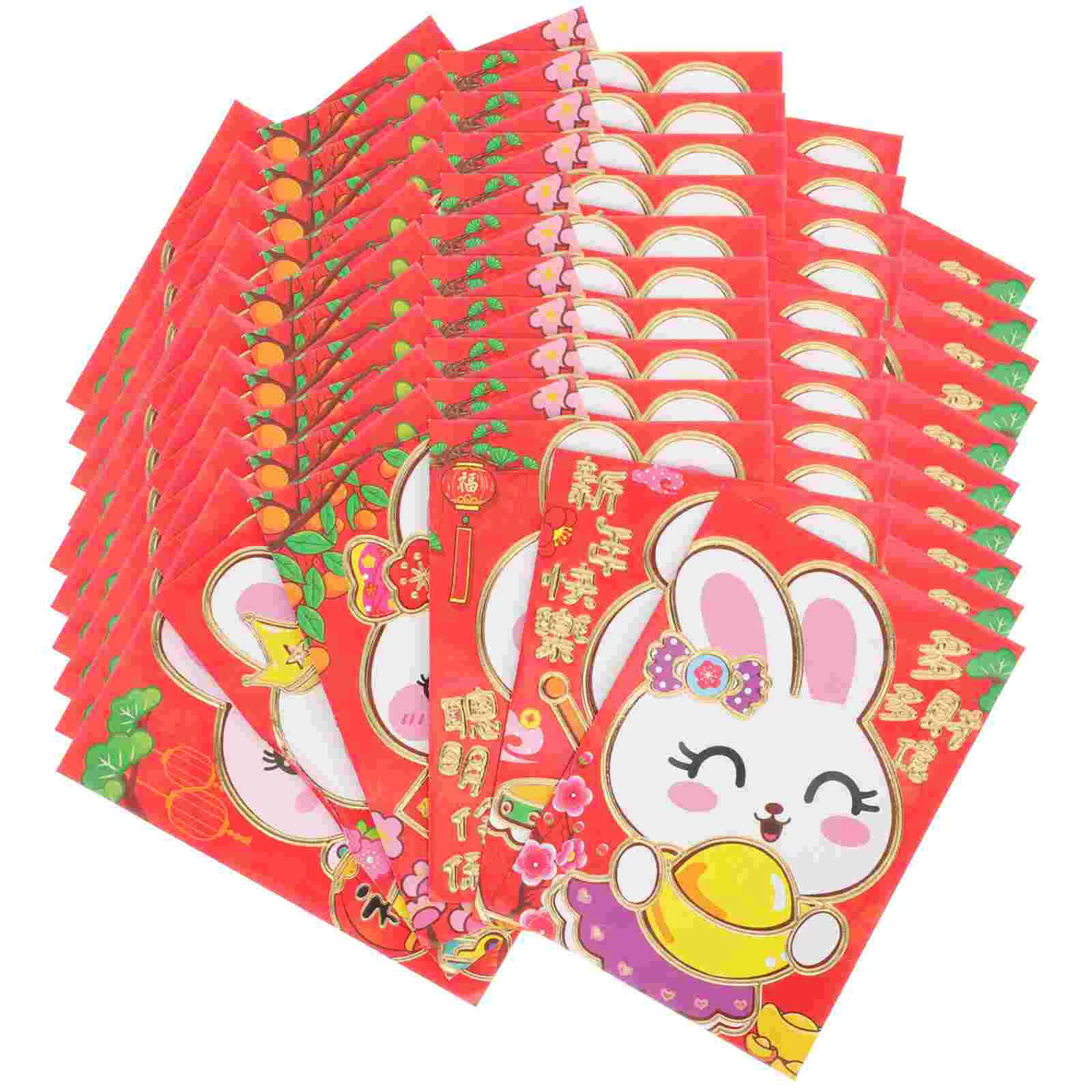 

60pcs Adorable Exquisite The Year Of Rabbit Rabbit Pattern Envelope Bunny Paper Red Packets for Festival Gift Children