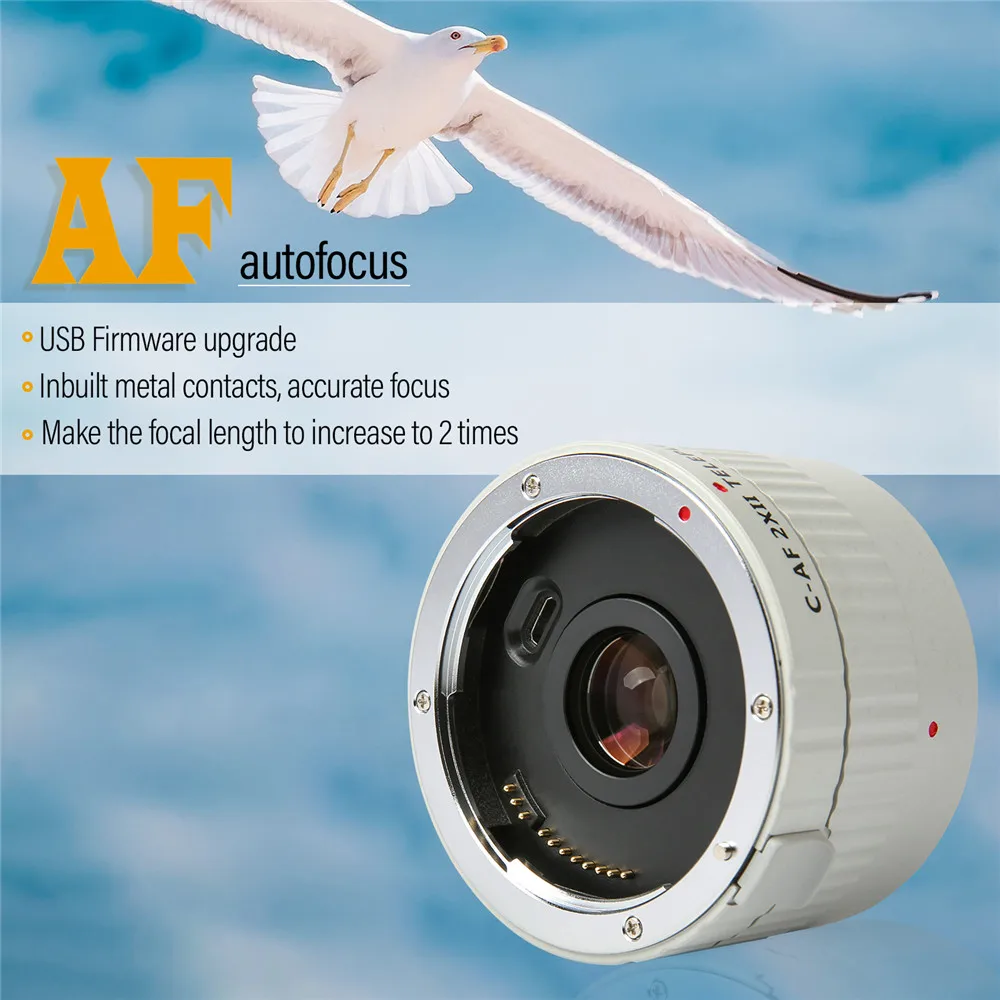 Фото 2.0X телеконвертер Viltrox C-AF 2X II с автофокусом для объективов Canon EOS EF 7DII 5D IV №4