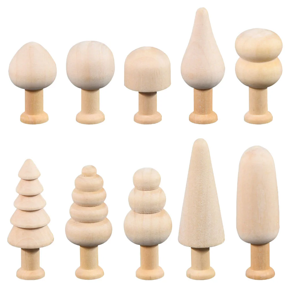 

10 Pcs Woody Mushroom DIY Simulated Ornament Miniature Dolls Tree Figurines Micro Toys Wooden Decoration Puppet