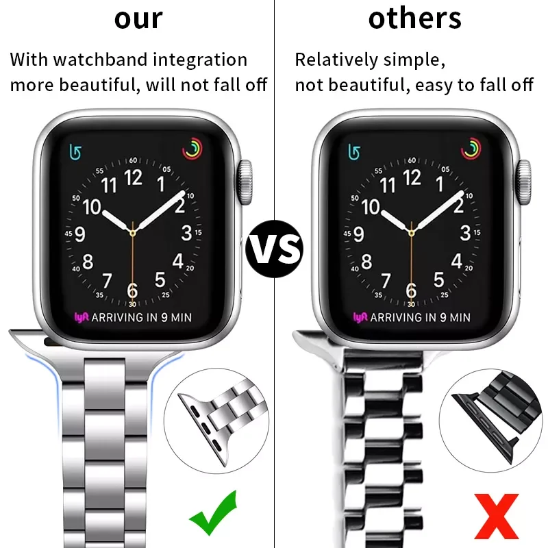 Metal Strap Compatible Apple Watch Band 38mm 40mm 41mm 44mm 42mm 45mm Stainless Steel Bracelet for iWatch 7 6 SE 5 4 3 2 Series