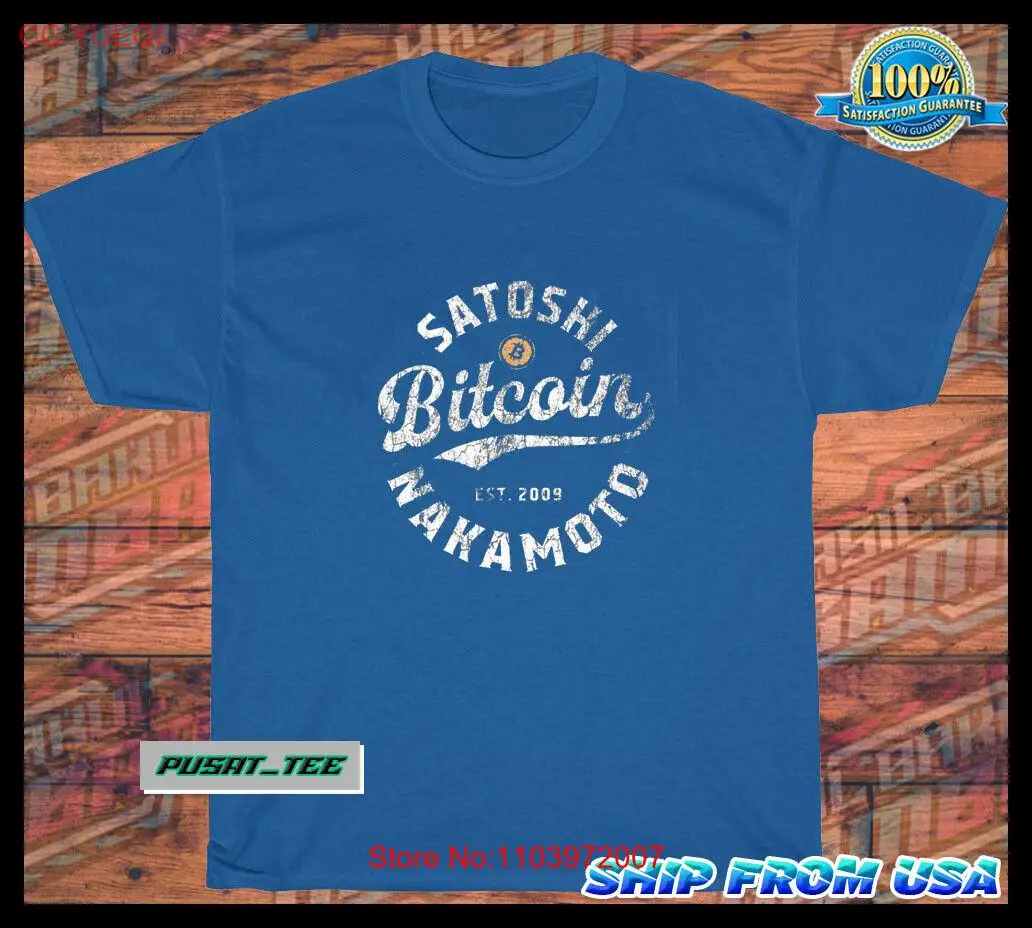 Новинка Мужская хлопковая футболка Satoshi Nakamoto с забавным логотипом биткоина в