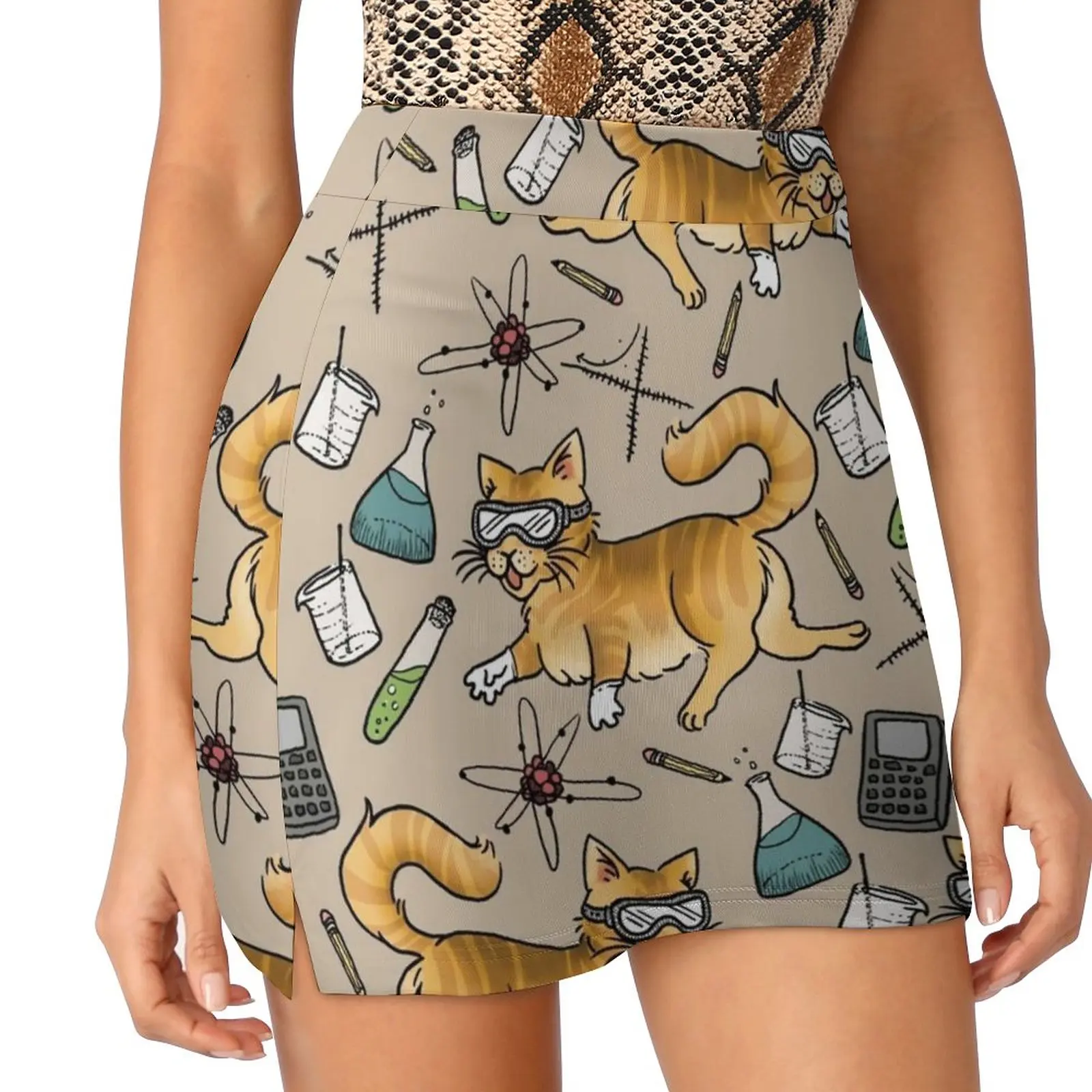 Stem Cats Women's skirt With Pocket Vintage Skirt Printing A Line Skirts Summer Clothes Science Technology Math Chemistry