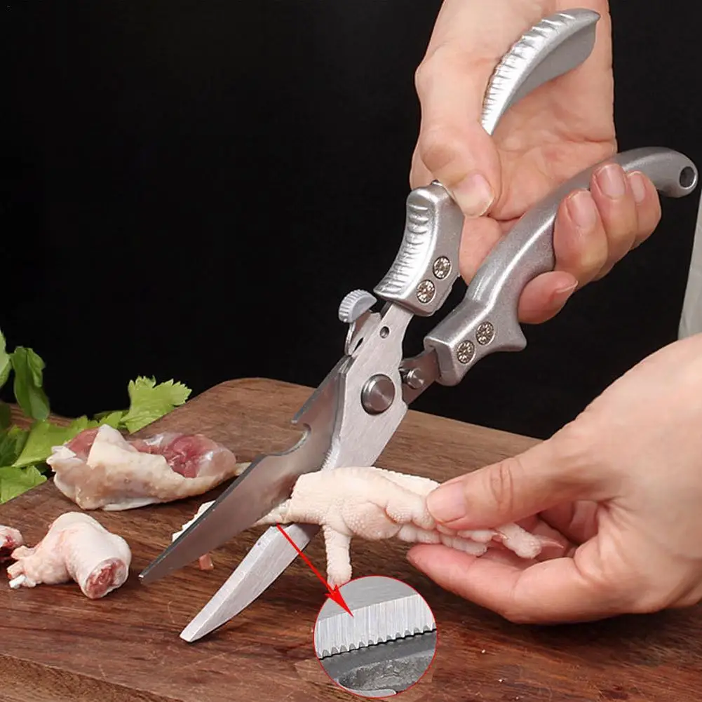 

Kitchen Scissors Chicken Bone Kitchen Shears,Duck Fish Cutter 4Cr Stainless Steel Fish Scissors Scale Clean Cook Trimming Knife