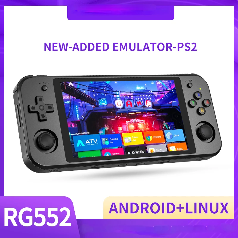 

New RG552 Retro Handheld Game Console Player 5.36 Inch IPS Screen Linux Android Dual System Support PS1 Hot Free shipping