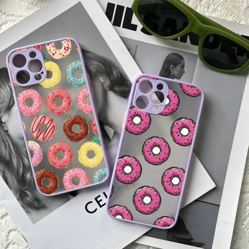 

Food Donut Phone Case Matte Fundas Shell Cover For Iphone 6 6s 7 8 Plus Xr X Xs 11 12 13 Mini Pro Max