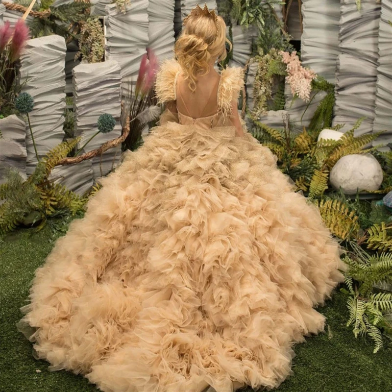 

Платья для первого причастия, элегантное многослойное платье принцессы из тюля с цветочным принтом, платье для свадебной вечеринки, детский подарок-сюрприз