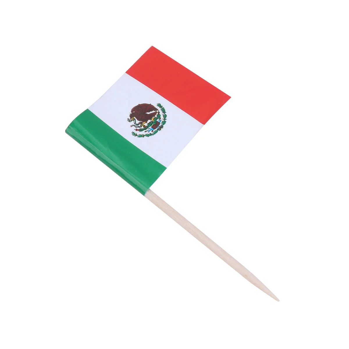 

100pcs Mexico Flag Toothpicks National Flag Cake Topper Wooden Fruit Skewer DIY Cake Decoration for Cake Dessert Snack Cocktail