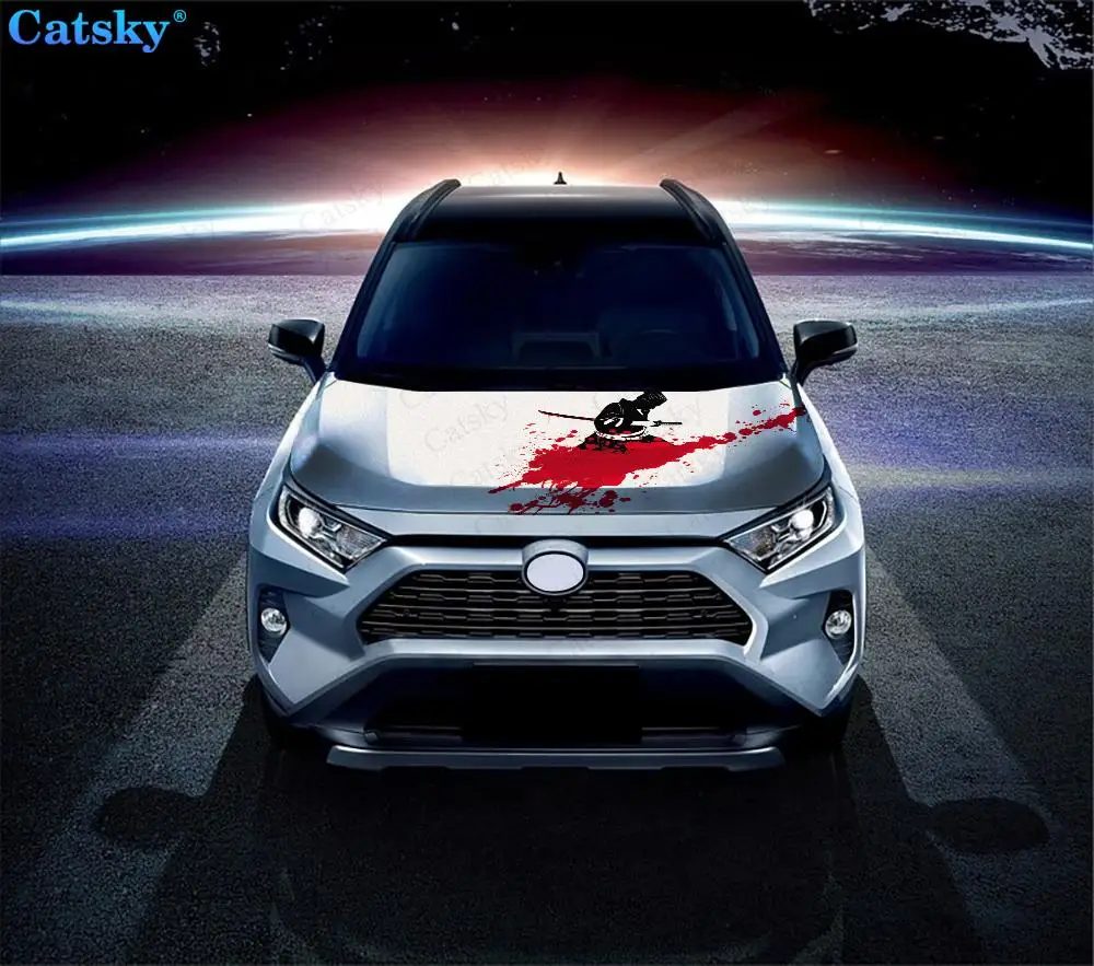 Японские виниловые Стикеры для капота автомобиля с принтом крови самурая пленка