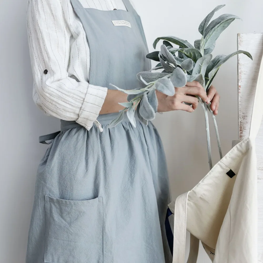 Washed Cotton Women Kitchen Cooking Apron Coffee Shop Hotel Gardener BBQ Pinafore Overall | Дом и сад