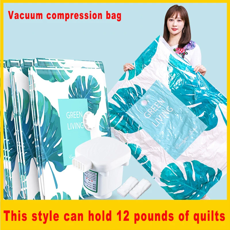 

Vacuum Bags with handle pump Home Organizer Bag Valve Printed Folding Compressed Clothes Travel Space Saving Bag