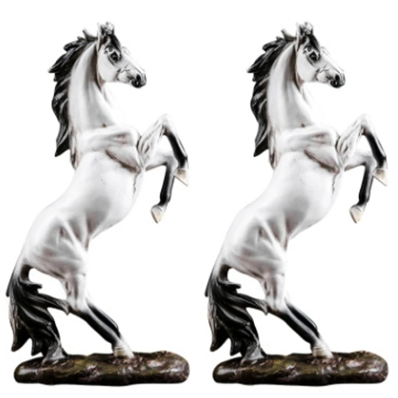 

New-2X Galloping Horse Statue For Home Decor Modern Horse Figurine Sculpture Office Decoration Crafts