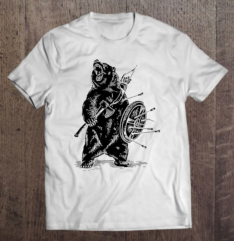 

Классическая забавная футболка с медведем флуоресцентного медведя, викингов, мужские футболки с коротким рукавом, мужские рубашки, одежда ...