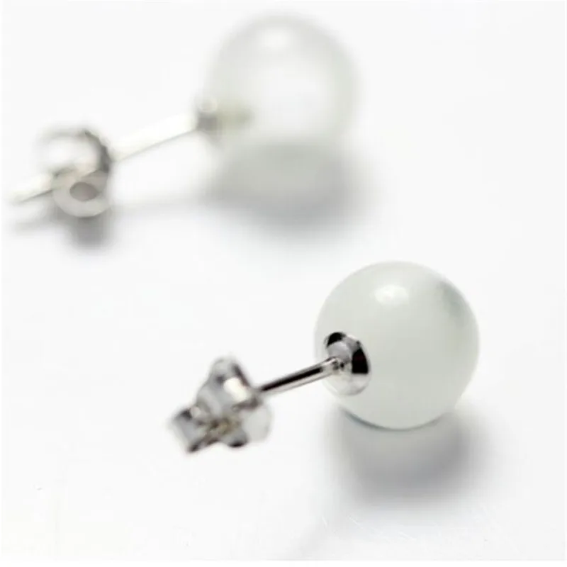 Популярные простые серьги-гвоздики с кошачьим опалом из стерлингового серебра 925