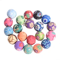 random mixed flower patterns round handmade polymer clay 6mm 8mm 10mm 12mm 15mm loose beads for jewelry making diy crafts