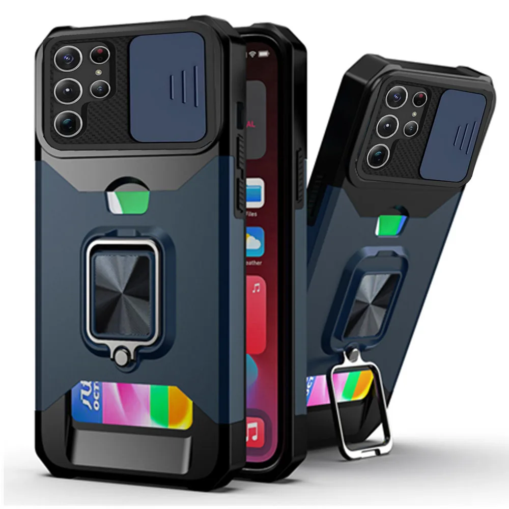 

Samsung S23 Ultra Case Magnetic Card Slot Credit Cover For Samsung Galaxy S23 Ultra S22 S21 FE Plus Kickstand Magnetic Ring Capa