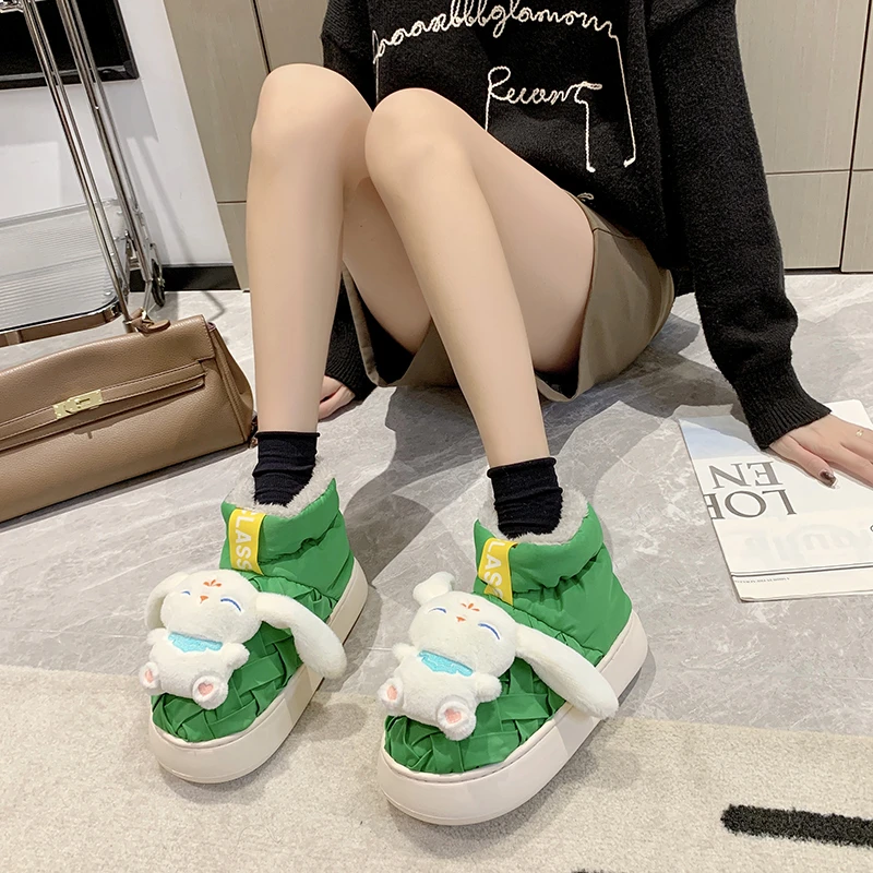 

Зимние ботинки, новая верхняя одежда на толстой подошве, женская обувь, плюшевые теплые женские ботинки, Модная хлопковая обувь, зимние боти...