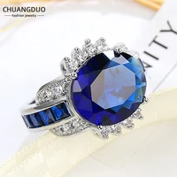luxury fine jewelry palace created royal blue spinel zircon ring for male female wedding band gemstone anniversary promise gift