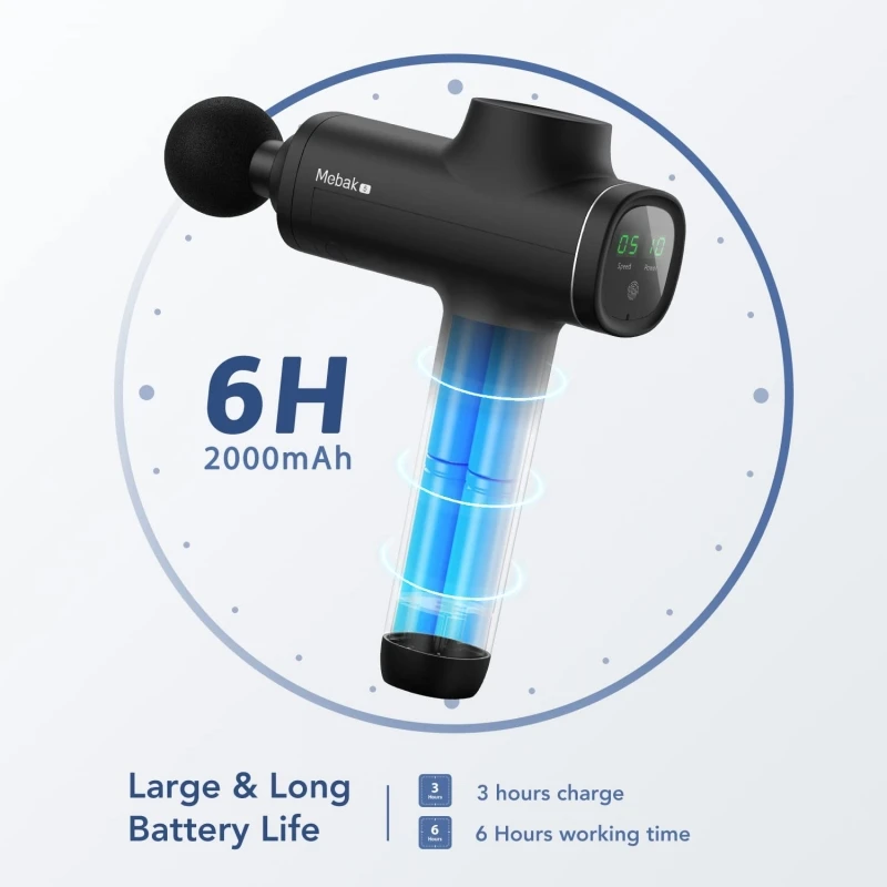 Пульсирующий массажер Mebak массажный пистолет для глубоких тканей портативный