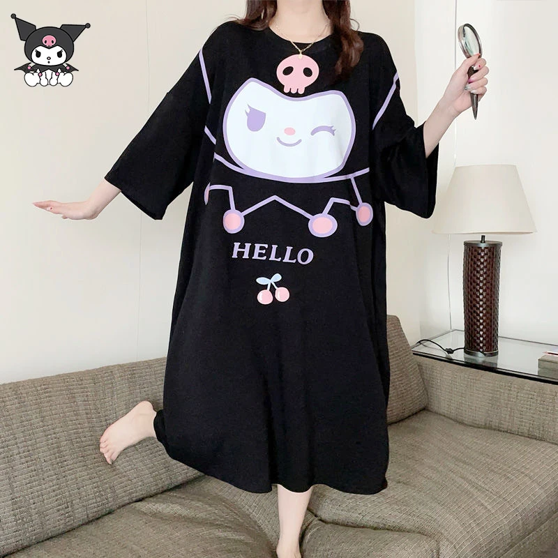 

Женская ночная рубашка большого размера с коротким рукавом, свободного покроя