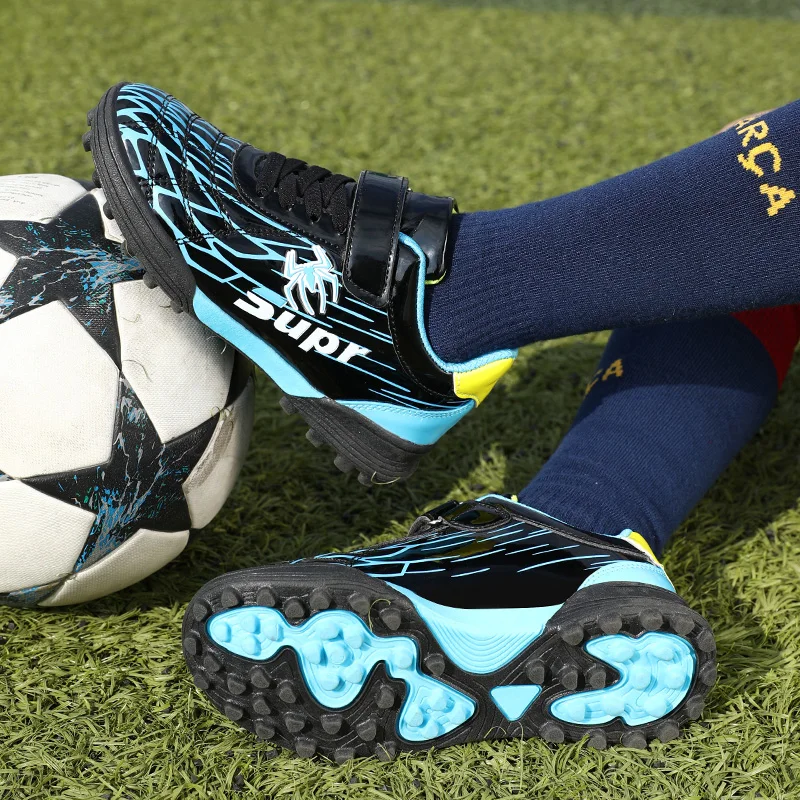 Professional TF HOOK&LOOP Children's Soccer Shoes Breathable Anti-slip Kids Football Sneakers Comfortable Sports Shoes For Boys