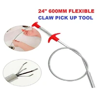 24 inch spring bend thin long reach claw pick hand tool lift grabber 60cm 4 prongs claw flexible shaft strong grabbing