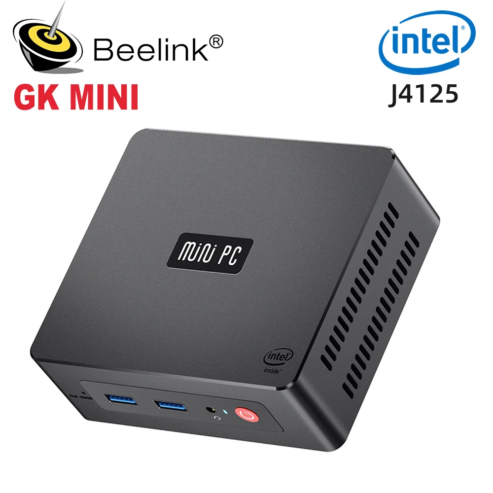 Beelink GK mini Intel Celeron J4125 Quad Core Mini PC DDR4 8GB 256GB SSD Windows 10 Desktop with HD Port 1000M LAN  Computer