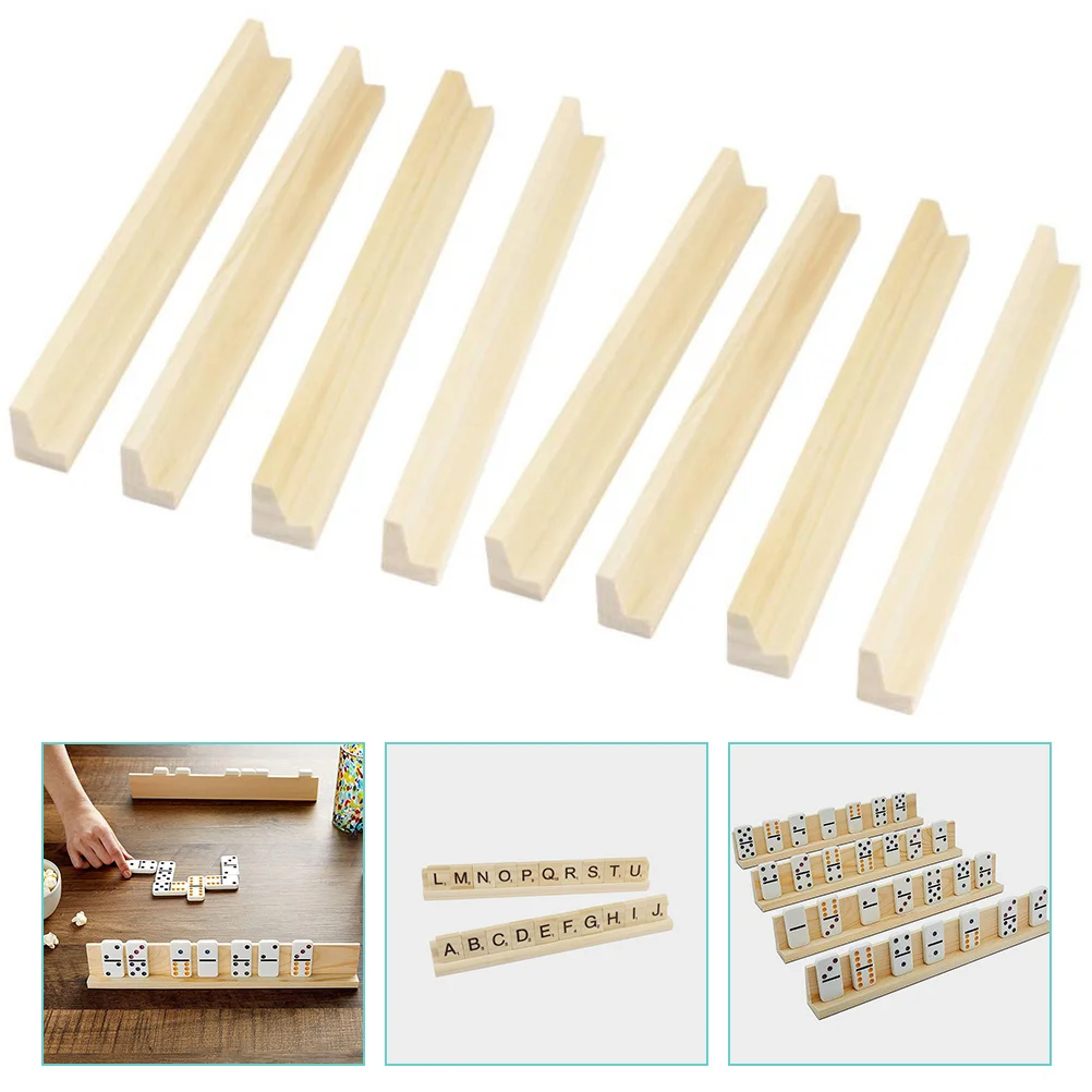 

8 Pcs Wood Bracket Domino Game Accessories Set Display Trays Multi-function Bases Holders Wooden Cards Child