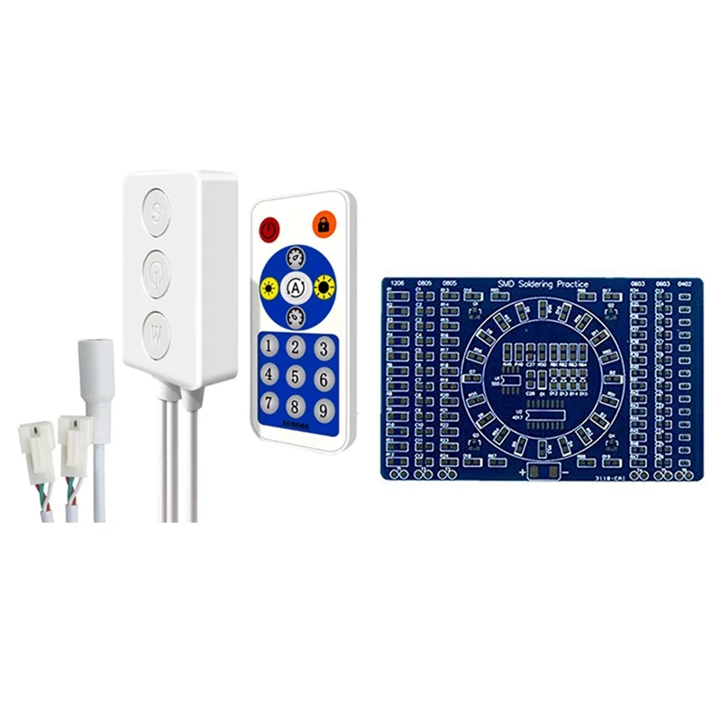 

SP601E Dual Signal Output Bluetooth LED Music Controller & Rotating LED SMD NE555 Soldering Practice Board DIY Kit