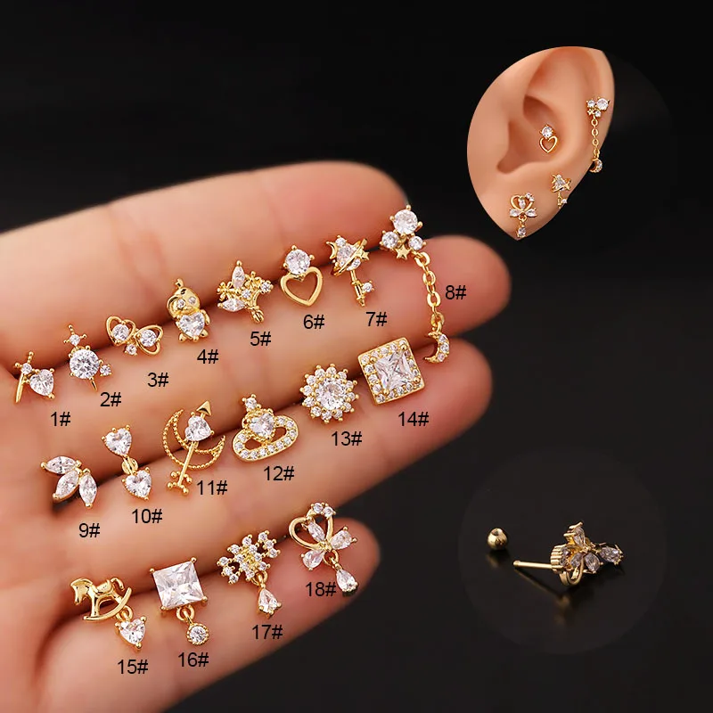 

1Pc New Piercing Ear Cuffs Stainless Steel Earrings for Women 2022 Fashion Jewelry Earrings for Teens Moon Heart Dangle Earring