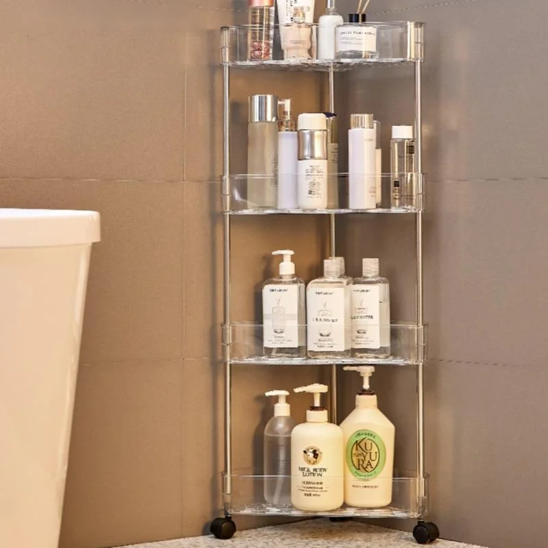 Угловая полка для хранения в ванной комнате тележка с раздвижными колесами