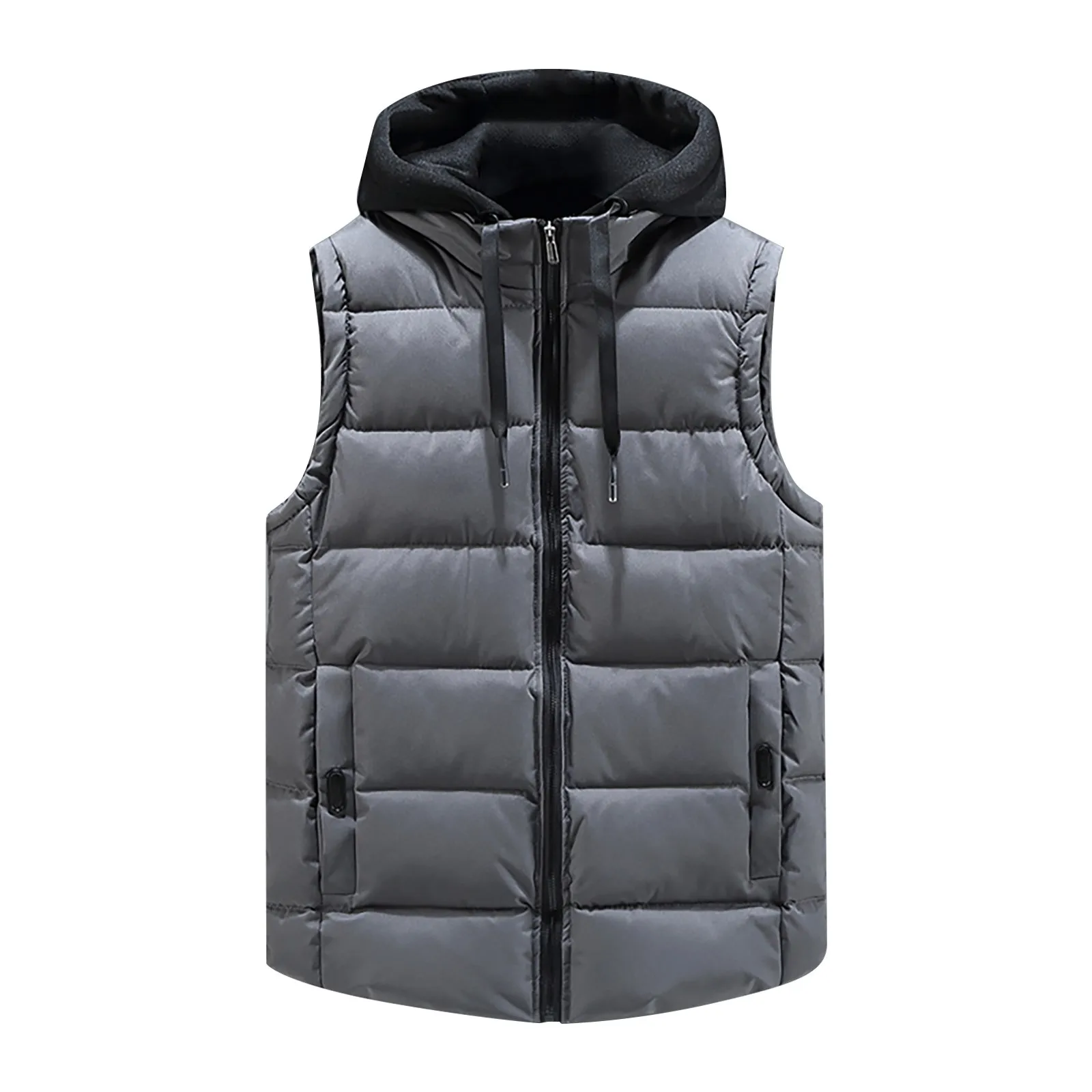 Women's Winter Warm Down Vest Coat Thick Padded Sleevele Outerwear Casual Vest Parka With Hood Zipper Solid Jacket Down Coat