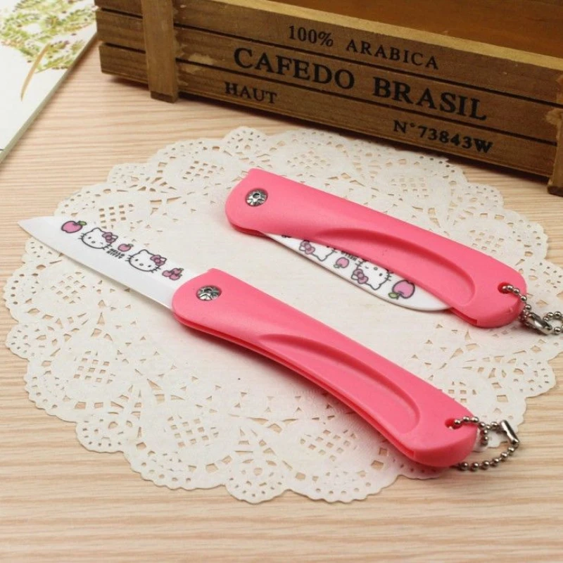 

Hellokitty Knife Cartoon Baked Porcelain Ceramic Fruit Knife Kitchen Knife Portable Folding Bird Knife Kitchen Knife