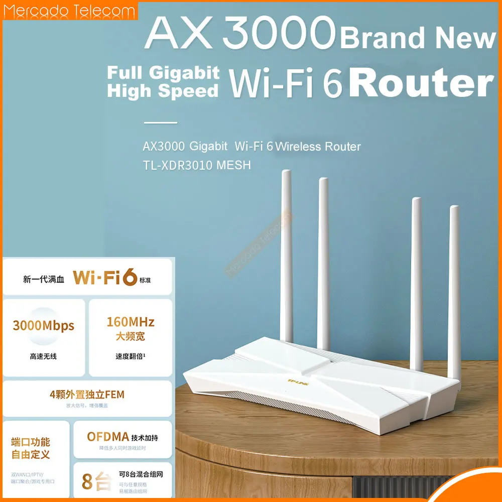 

Беспроводной маршрутизатор AX3000 WiFi6, Гигабитный беспроводной маршрутизатор 2,4 + 5G, сетка двухдиапазонной игровой маршрутизации 3000 м, Беспроводная скорость, поддержка двойного широкополосного доступа