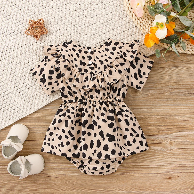

Newborn Infant Baby Girl Romper Leopard Short Sleeve Jumpsuit Playsuit Summer Clothing Costumes D35