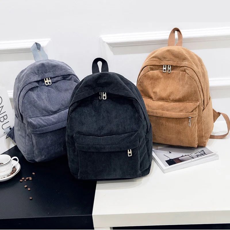 

Corduroy Women Backpack Pure Color School Bags for Teenage Girls Fashion Female Shoulder Pack Mochila Travel Casual Bagpack