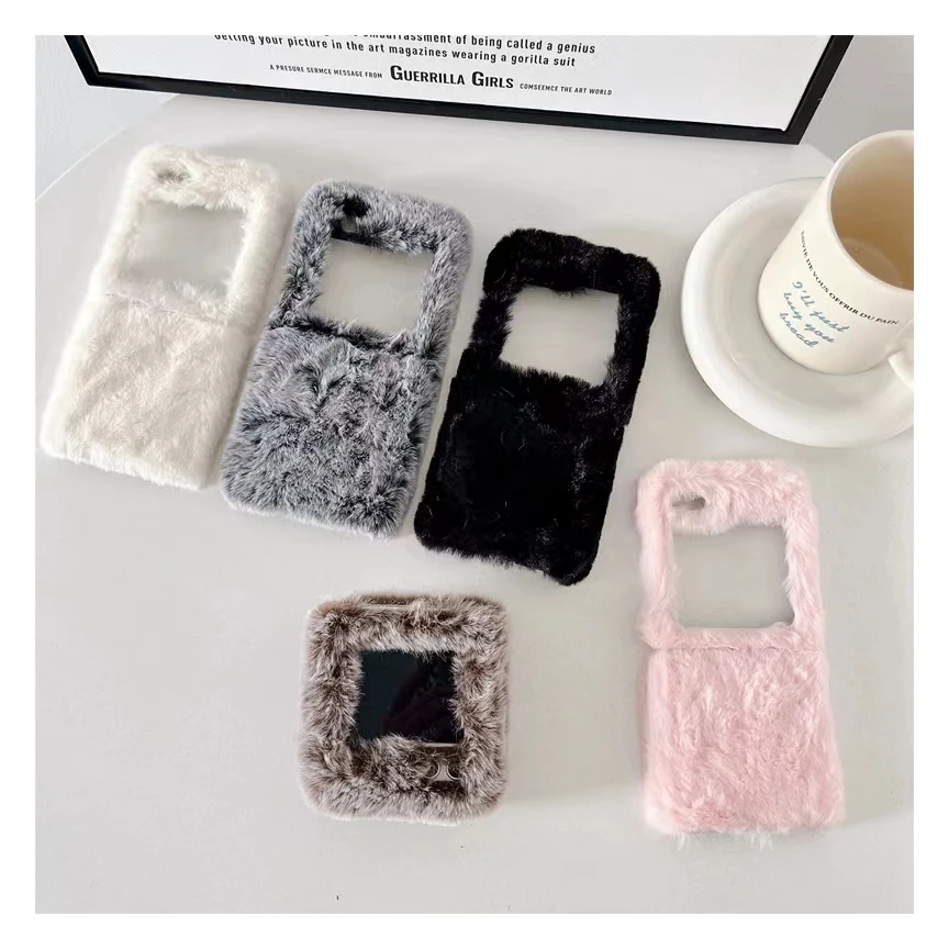 

Winter Warm Cute Plush Bear Phone Cover For Samsung Galaxy Z Flip 5 Z Flip 4 Z Flip 3 ZFlip Fur Protective Cover Coque Etui
