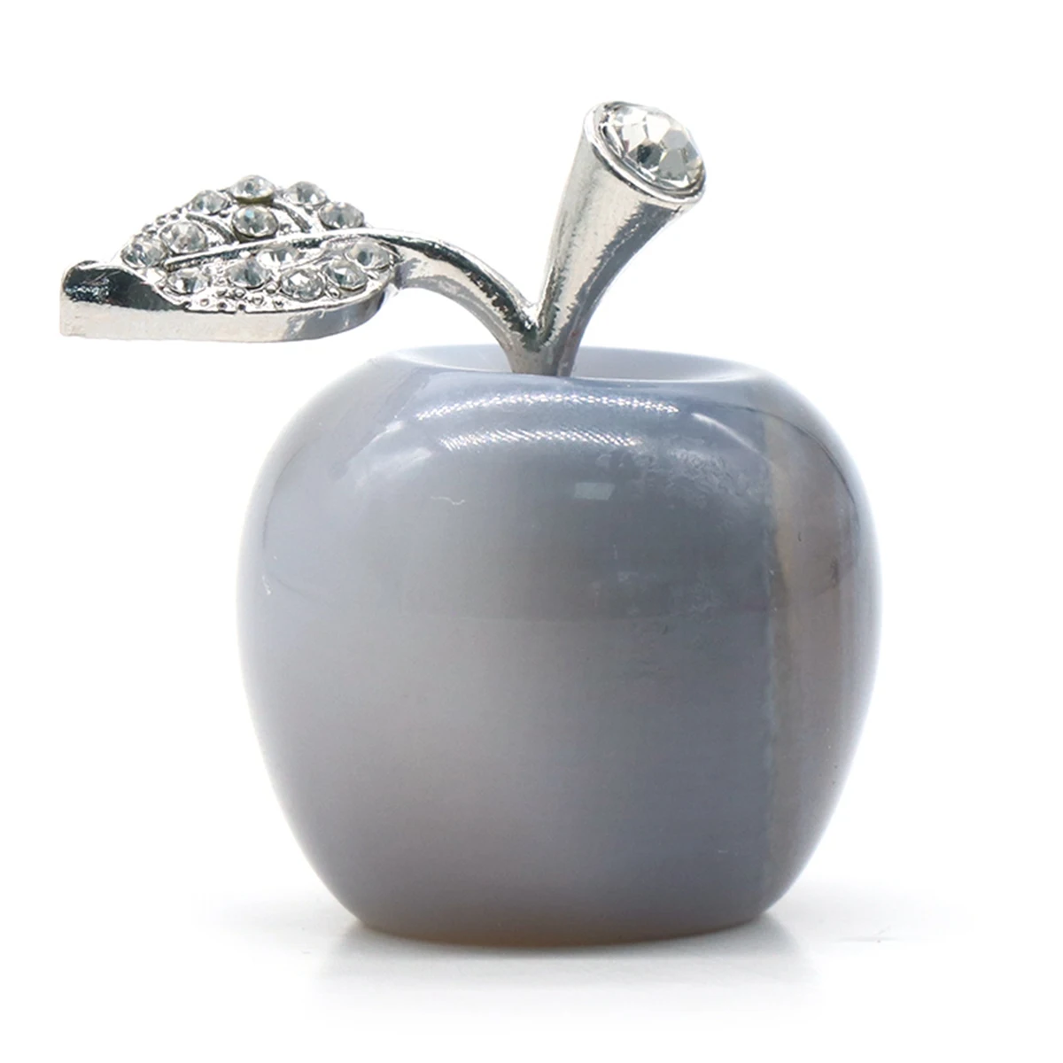 

Handmade Craved 1.0Inch Grey Agate Apple Crafts for Home Living Room Decoration Gifts Gemstone Statue Figurines