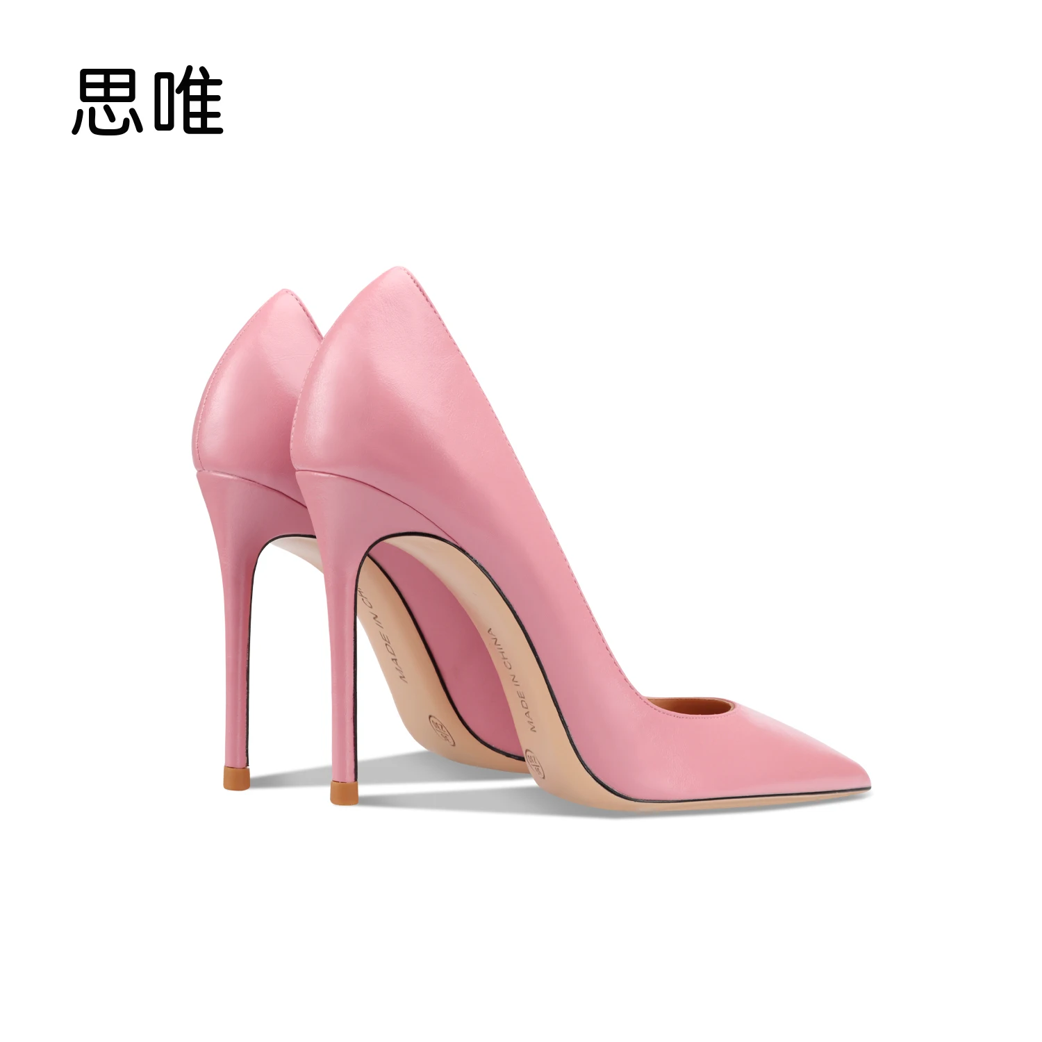 Genuine Leather Women's Shoes Pink Fashion Pointed Toe Ladies High-heeled Shoes Classic Pumps 10cm Stiletto Evening Dress Shoes
