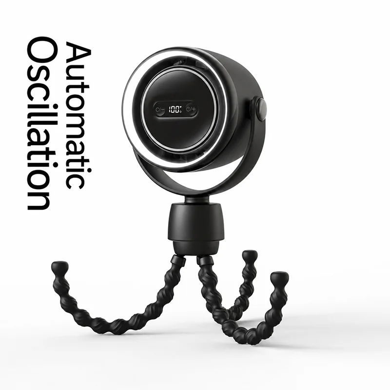 Фото Вентилятор для детской коляски Octopus, перезаряжаемый USB мини-вентилятор, 100 скоростей, бесшумный, с ночником, защита от защемления, гибкий штатив №1
