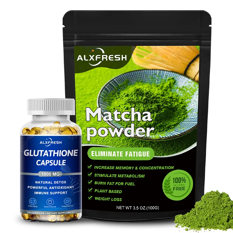 

Health Green Tea Slimming for Lose Weight Detox Bake Drink & Glutathione Antioxidant Anti-Aging Boosting Immunity Matcha Kit