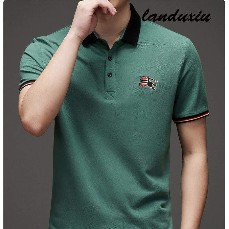 

2022 New Summer Brand Striped Embroidery Mens Designer Polo Shirts With Short Sleeve Casual Tops Fashions landuxiu