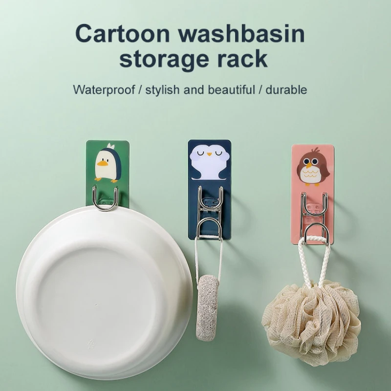 

Стеллаж для раковины в ванную комнату с мультяшным рисунком, настенный подвесной держатель для раковины, стеллаж для хранения, кухонные акс...