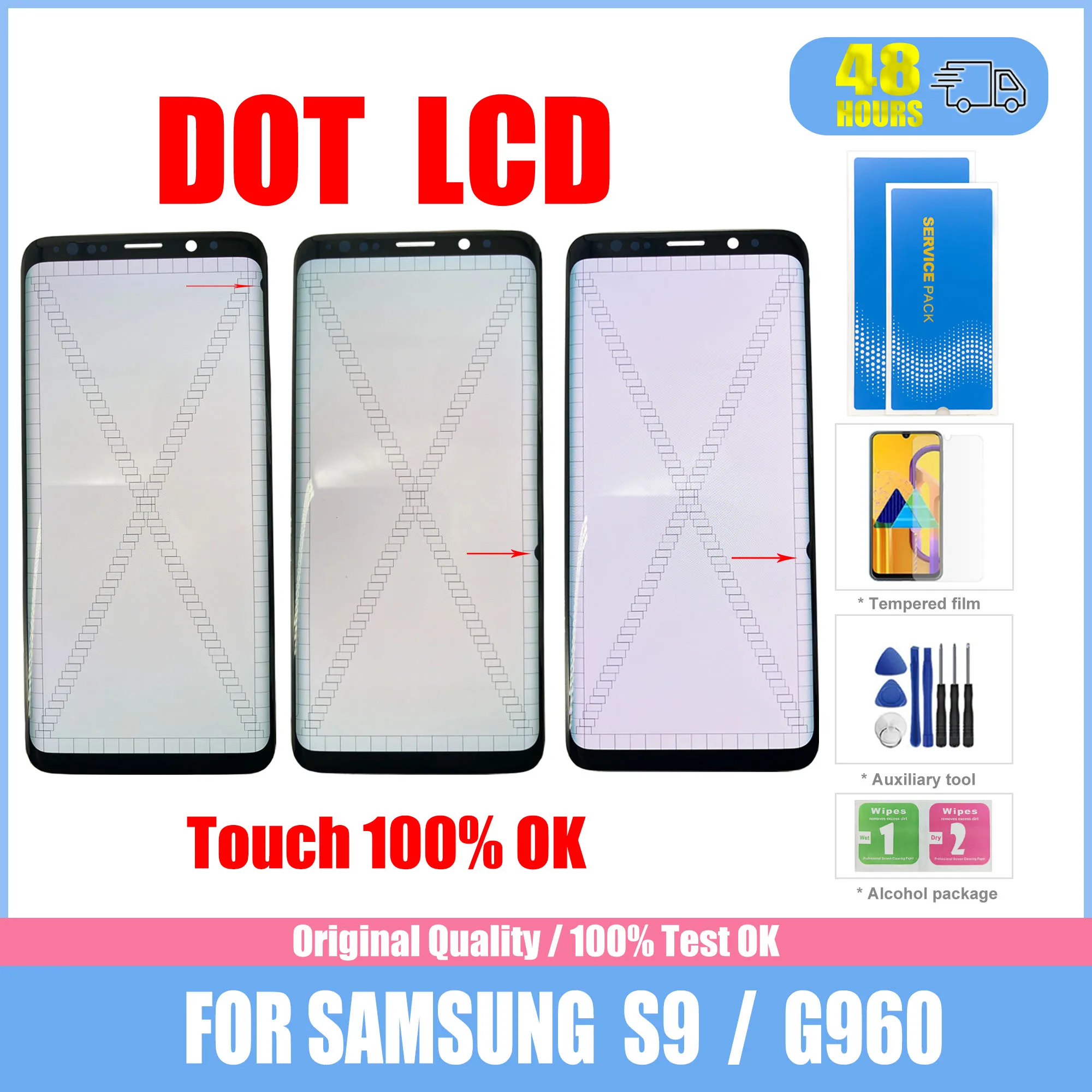 

Original For Samsung S9 LCD Display Touch G960 G960U Display For Samsung S9 Black Dots LCD Display Touch Screen Digitizer