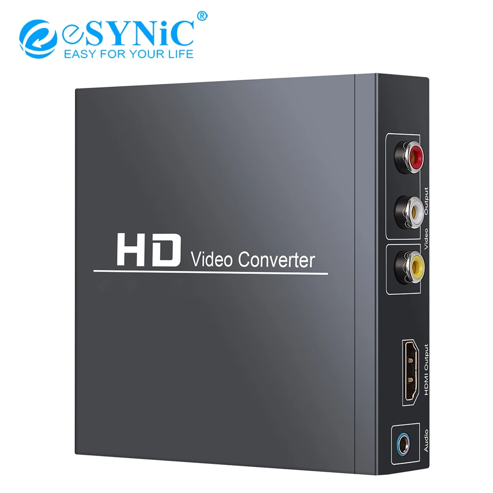 ESYNiC 1080P HDMI-совместимый с HDMI-совместимый 3RCA CVBS AV композитный видео аудио адаптер 3,5 мм конвертер для наушников Поддержка PAL