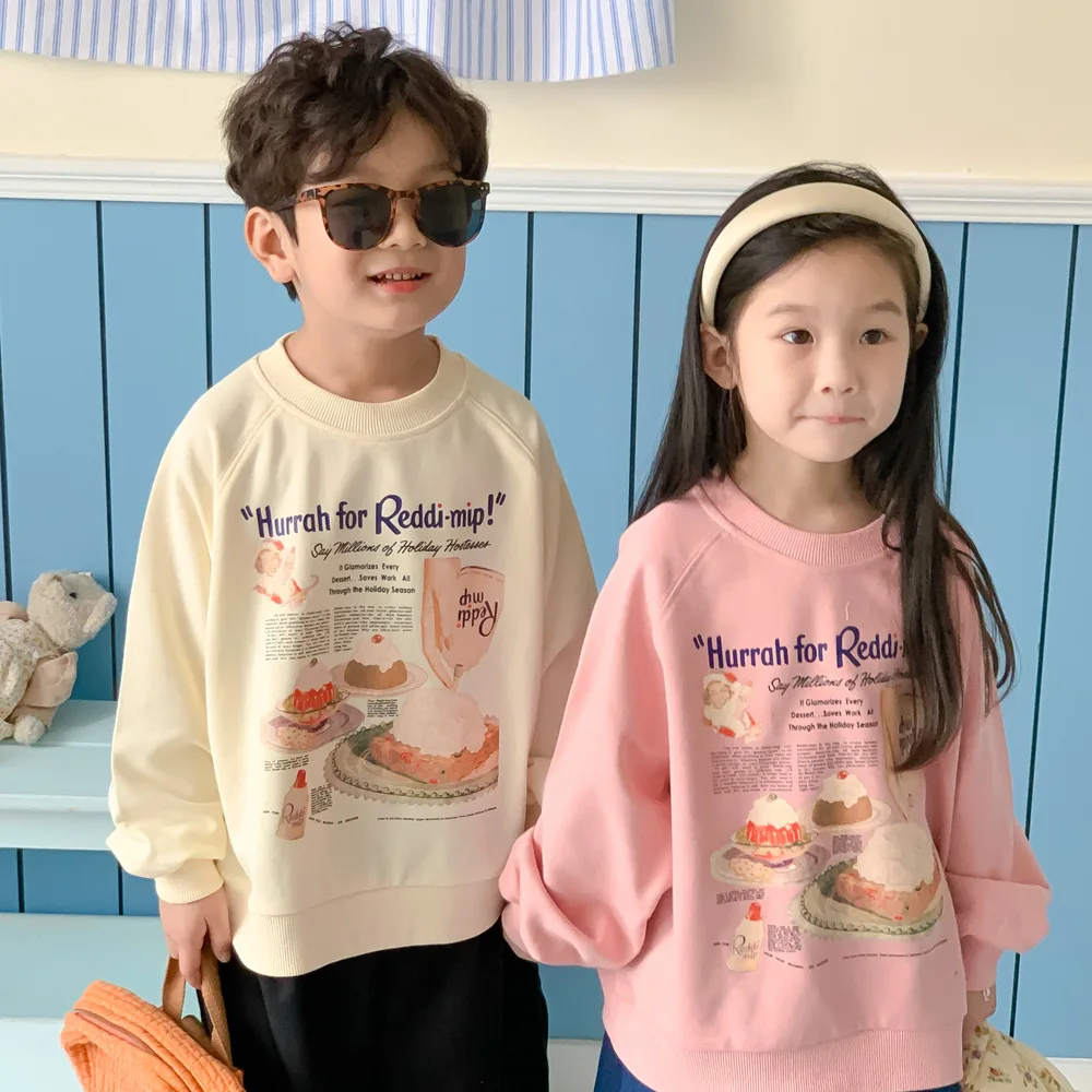 

4774C Children's Sweater 2023 Spring New Korean Letter Fashion Boy's Pullover Sweater Children's Leisure Tops Girl's Pullover