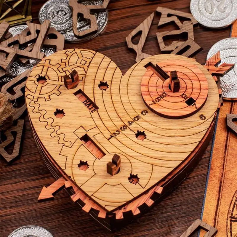 

2022 New Great Valentine's Gift 3D Wooden Heart Brain Teasers Puzzles Game Toys for Adults