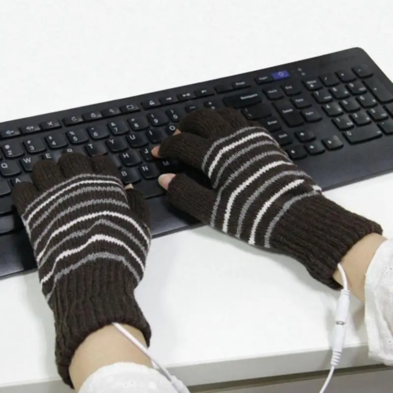 

USB Heated Fingerless Gloves Fingerless Heated Writing Gloves Heating Mittens Hands Warmer Fingerless Washable Winter Gift